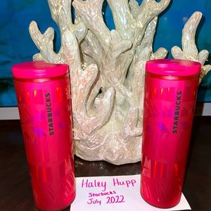 2021 Starbucks Christmas Holiday Hot Pink 16oz Cold/hot Cup Tumbler Sip Lid